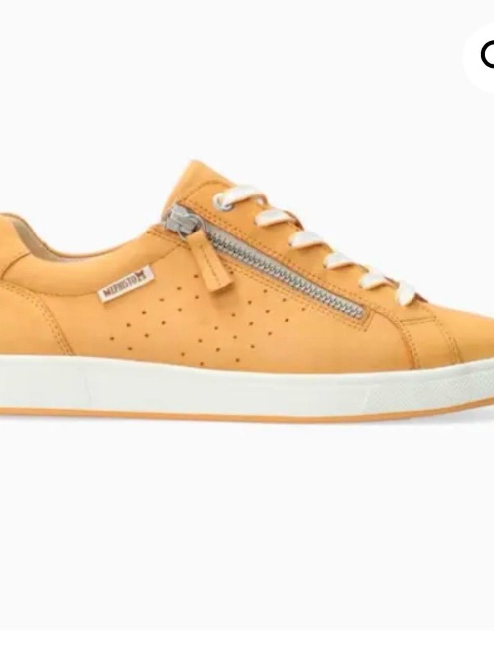 Mephisto Women's Nikita Orange-Yellow Leather Lace-Up Sneaker with Side Zip